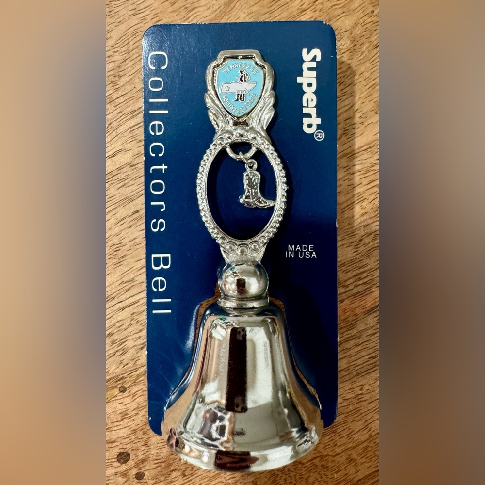 Superb Silver TN Collectors Bell with Blue Accent &‎ Cowboy Boot